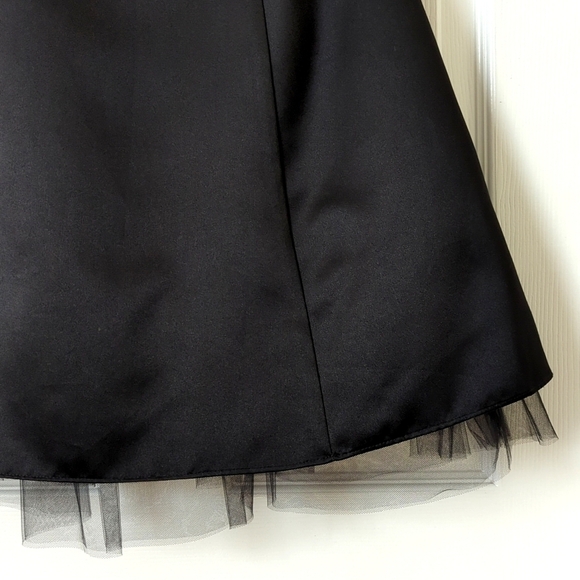Jump Apparel Y2K Vintage Satin Tulle Hem Strapless A-Line Mini Dress Black 3/4 - Picture 6 of 12